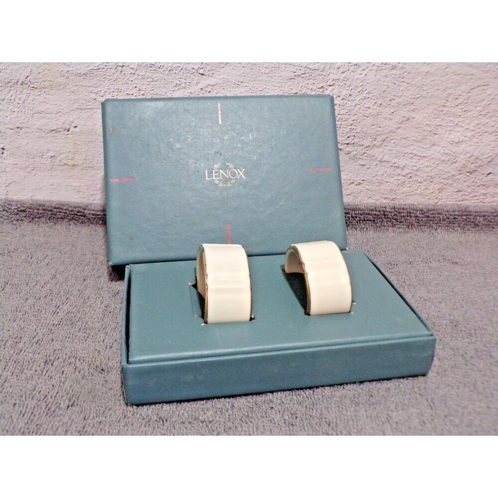 Lenox "Symphone" Napkin Holder Rings Set of 2‎ Gold Trim Beautiful NIB